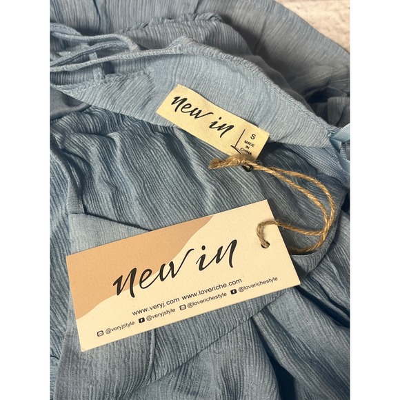 New In Blue Women's Criss Cross Backless‎  Mini Dress Ruffle Hem Size Small NWT - Picture 7 of 7